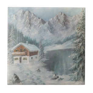 Azulejo Tile Ann Hayes pintando el sueño de la nieve bávar