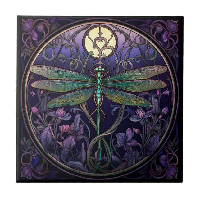 Azulejo Tile Art Nouveau Dragonfly (Colección Swamp) (Frente)