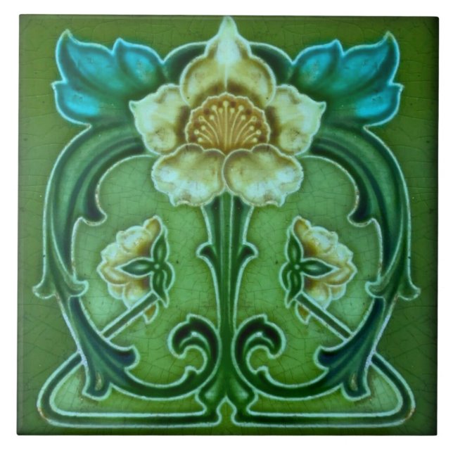 Azulejo Tile art nouveau estilo chimenea decorativ (Frente)