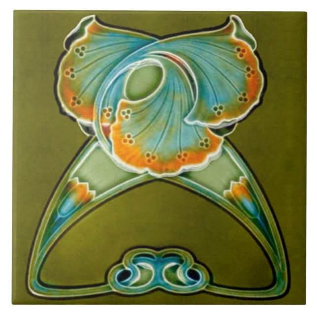Azulejo Tile art nouveau estilo chimenea decorativ (Frente)