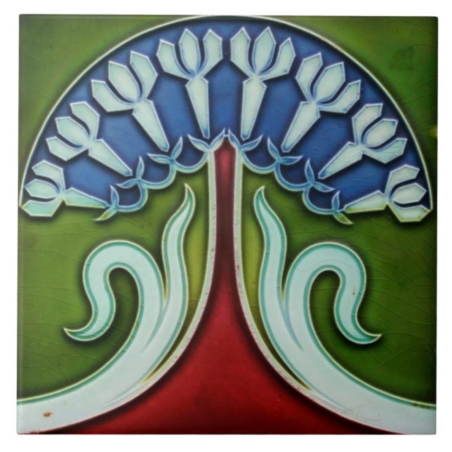 Azulejo Tile art nouveau estilo chimenea decorativ (Frente)