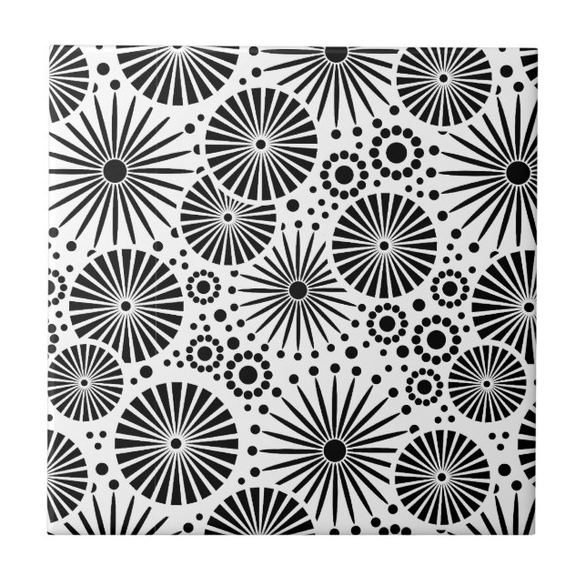 Azulejo Tile blanco y negro moderno (Frente)