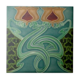 Azulejo Tile cerámico - Amarillo Floral Art Nouveau