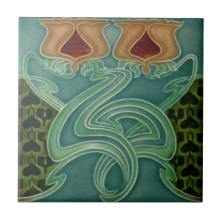 Azulejo Tile cerámico - Amarillo Floral Art Nouveau