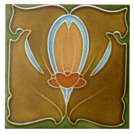 Azulejo Tile cerámico - Art Nouveau floral antiguo