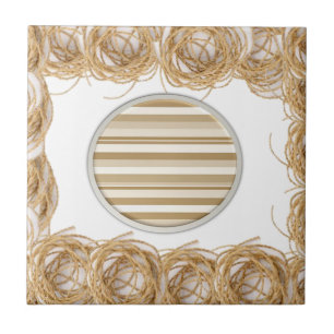 Azulejo Tile Cerámico Beige Rope Stripe