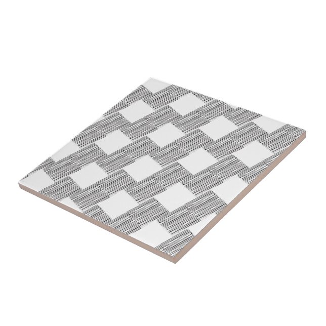 Azulejo Tile cerámico blanco y negro (Lado)