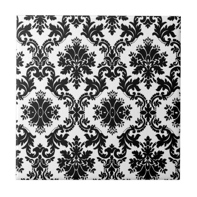 Azulejo Tile cerámico blanco y negro (Frente)