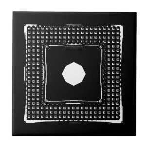 Azulejo Tile cerámico blanco y negro