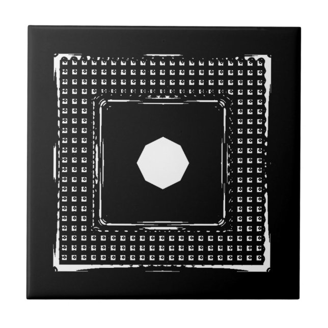 Azulejo Tile cerámico blanco y negro (Frente)