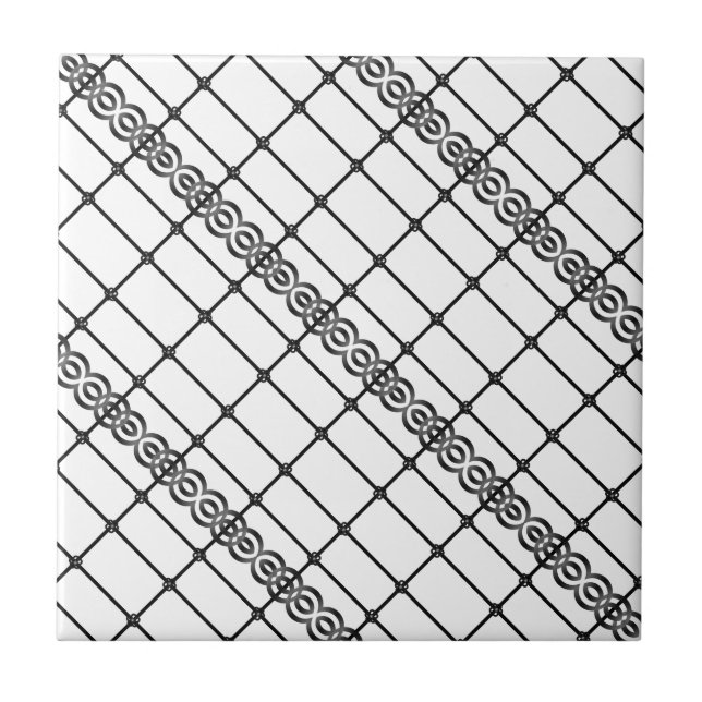 Azulejo Tile cerámico blanco y negro (Frente)