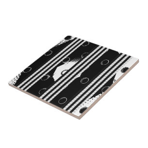 Azulejo Tile cerámico blanco y negro