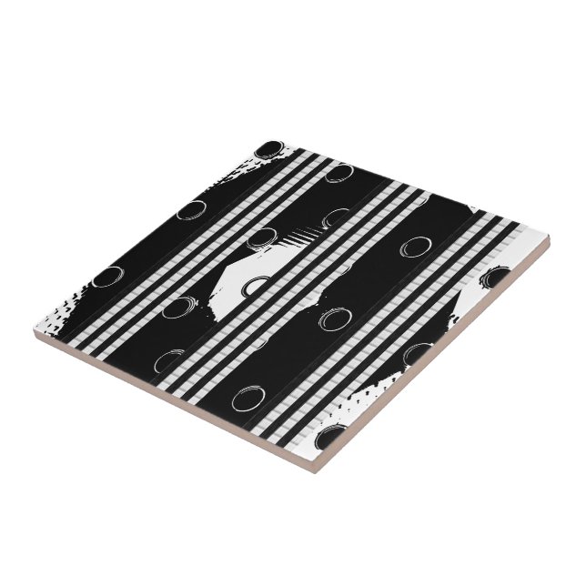 Azulejo Tile cerámico blanco y negro (Lado)