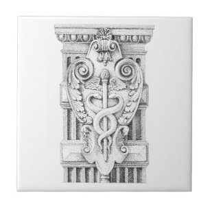 Azulejo Tile cerámico cuadrado de 4,25" CADUCEUS