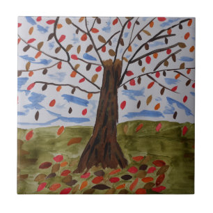 Azulejo Tile cerámico de árbol de otoño