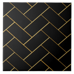 Azulejo Tile cerámico de diseño de hueso de arenque negro 