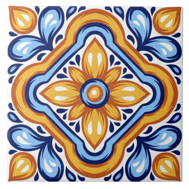 Azulejo Tile cerámico de estilo italiano mediterráneo (Frente)