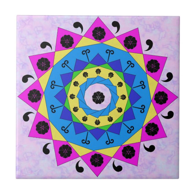 Azulejo Tile cerámico de Mandala (Frente)