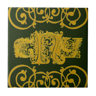 Azulejo Tile cerámico de pedido especial con monograma de