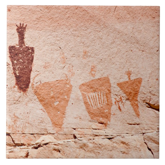 Azulejo Tile cerámico del suroeste de Petroglyph (Frente)