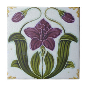 Azulejo Tile cerámico - Diseño Art Nouveau con aspecto vin