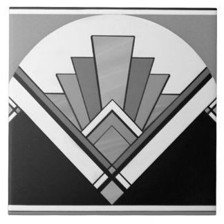 Azulejo Tile cerámico - Diseño de ventilador Art Déco B/G/