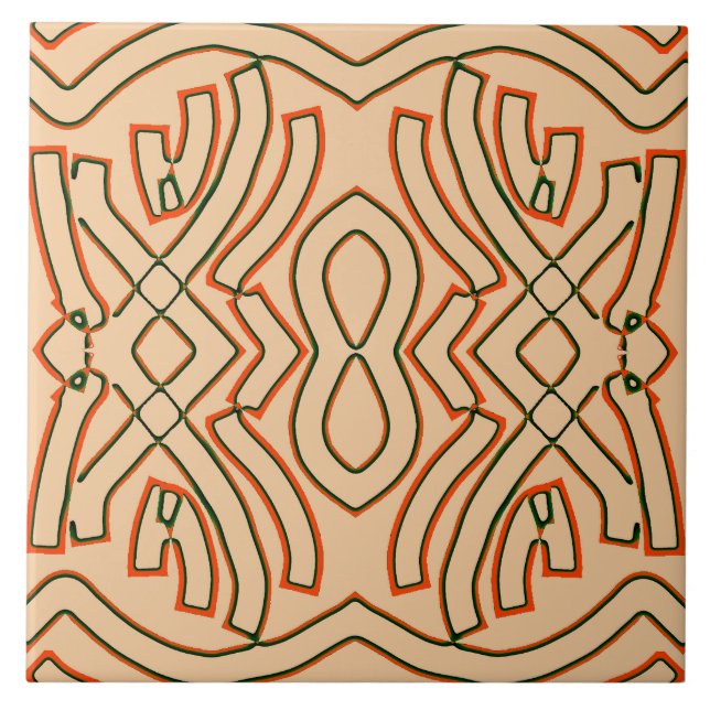 Azulejo Tile cerámico, diseño elegante de contornos clásic (Frente)