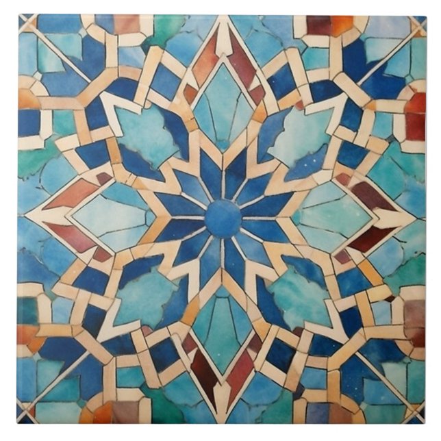 Azulejo Tile cerámico - Diseño marroquí Starburst (Frente)
