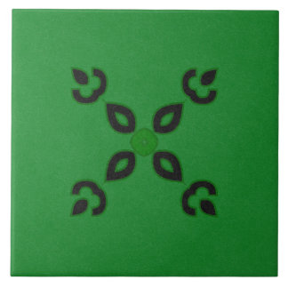 Azulejo Tile cerámico - Diseño textil negro y verde