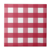 Tile cerámico editable de Gingham rojo y blanco