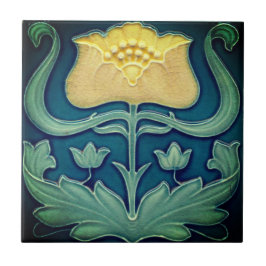 Azulejo Tile cerámico - Flor amarilla Art Nouveau