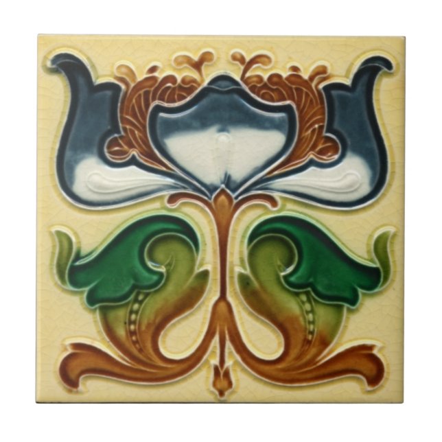 Azulejo Tile cerámico - Floral Art Nouveau (Frente)