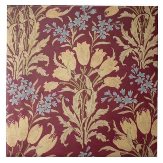 Azulejo Tile cerámico - Floral de reproducción Art Nouveau (Frente)