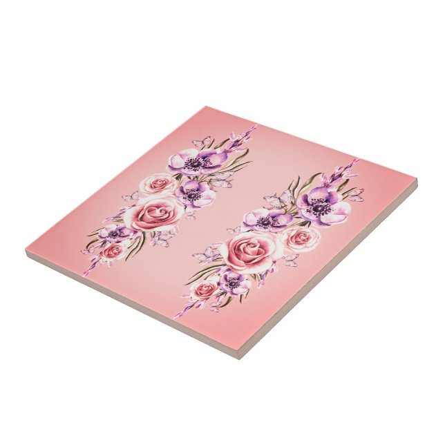 Azulejo Tile Cerámico Floral Vintage (Lado)