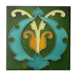 Azulejo Tile cerámico - Foliage Art Nouveau Amarillo, Azul