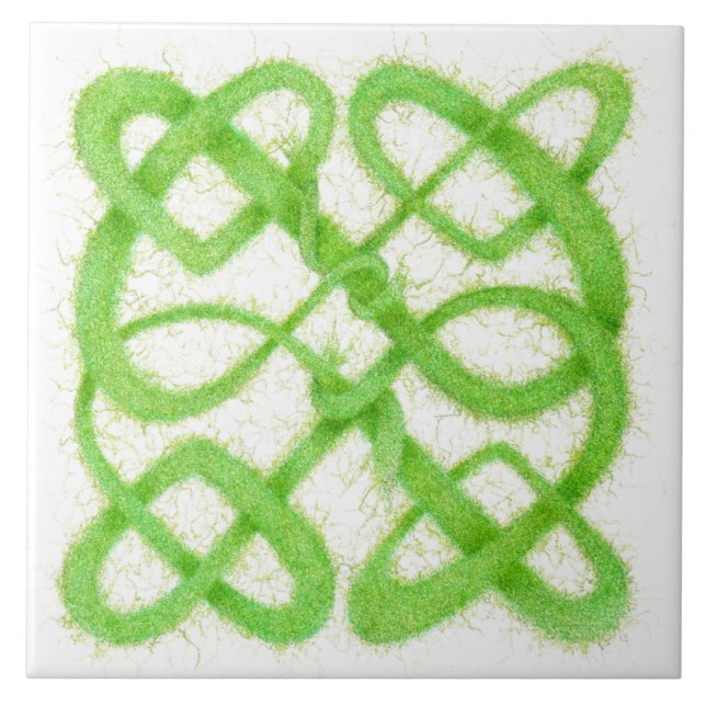 Azulejo Tile cerámico GREEN CELTIC KNOT 6" (Frente)