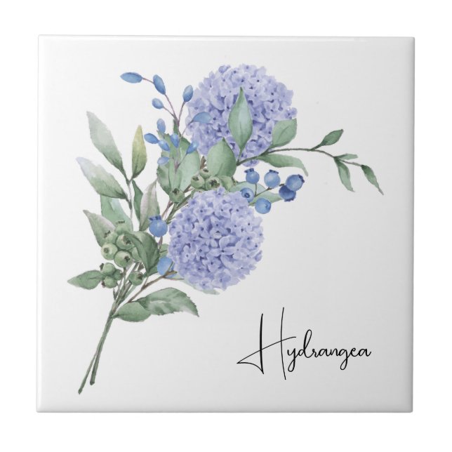 Azulejo Tile Cerámico/Hidrangea Trivet-Floral (Frente)