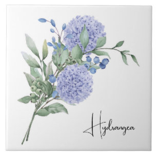 Azulejo Tile Cerámico/Hidrangea Trivet-Floral