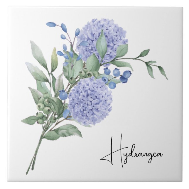 Azulejo Tile Cerámico/Hidrangea Trivet-Floral (Frente)