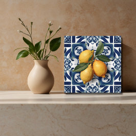 Azulejo Tile Cerámico italiano Lemon Blue White