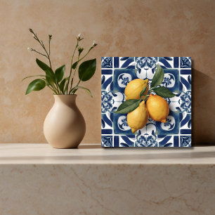 Azulejo Tile Cerámico italiano Lemon Blue White