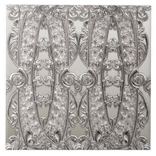 Azulejo Tile Cerámico Moderno Ornate De Plata