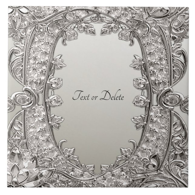 Azulejo Tile Cerámico Moderno Ornate De Plata (Frente)