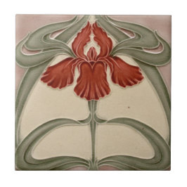 Azulejo Tile cerámico - Naranja floral Iris Art Nouveau