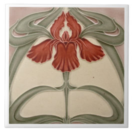 Azulejo Tile cerámico - Naranja floral Iris Art Nouveau