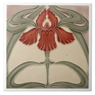 Azulejo Tile cerámico - Naranja floral Iris Art Nouveau