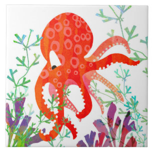 Azulejo Tile cerámico Octopus (6" cuadrado)