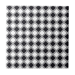Azulejo Tile cerámico Patrón de diamante blanco y negro