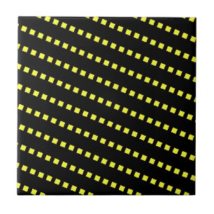 Azulejo Tile cerámico Polkadot amarillo Blanco Negro