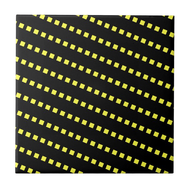 Azulejo Tile cerámico Polkadot amarillo Blanco Negro (Frente)